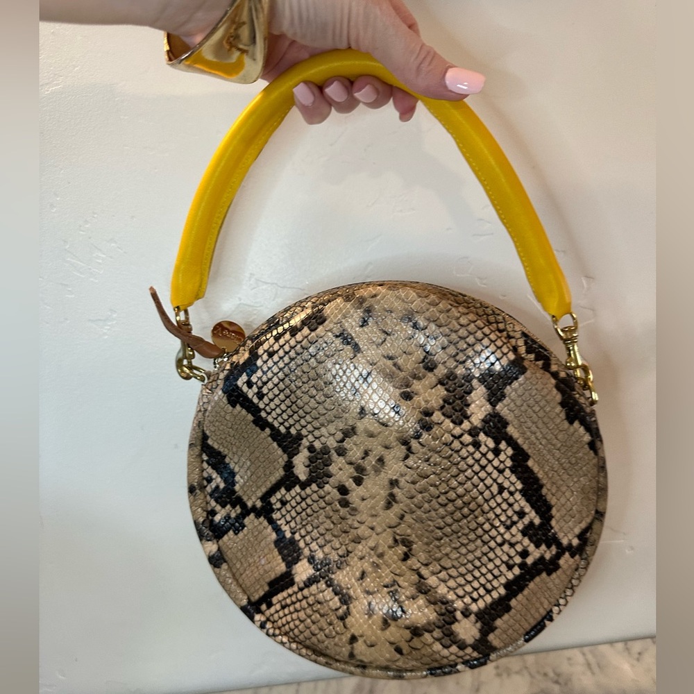 Clare V. Round snakeskin mini bag